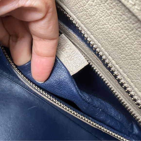 Celine Medium Luggage Bi-Color Beige Tan & Navy Blue Tote - Authentic - Picture 12 of 13